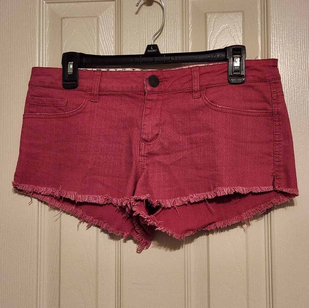🌸O'NEILL Pink Cut-Off Fringe Hem Shorts 1.5" inseam